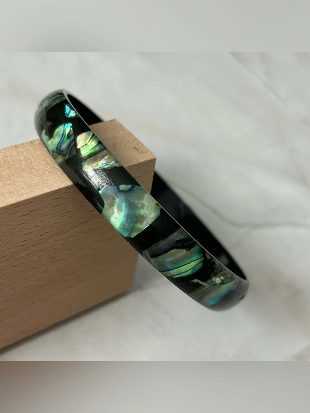Paua Shell Black Bangle